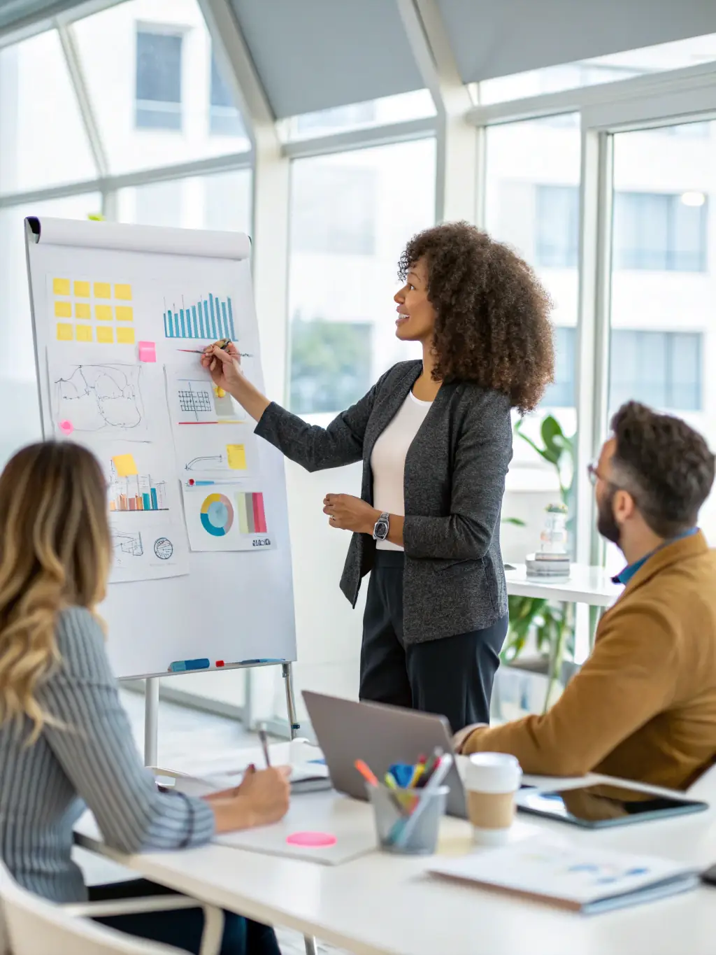 A photo of a GYAL UP speaker passionately addressing a group of women, emphasizing the organization's commitment to female leadership and empowerment.